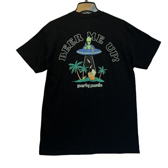Men's Black T-Shirt Party Pants  Beer Me Up Logo Mens Teal  Size M New - Picture 12 of 12